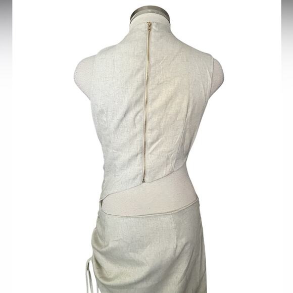 PLT LABEL OFF WHITE DRAPED RUCHED SKIRT MIDAXI DRESS Size 10 NWT - Picture 13 of 13